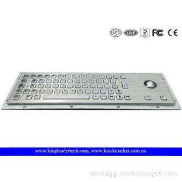 Panel Mount Brushed Metal Industrial Keyboard With Trackbal